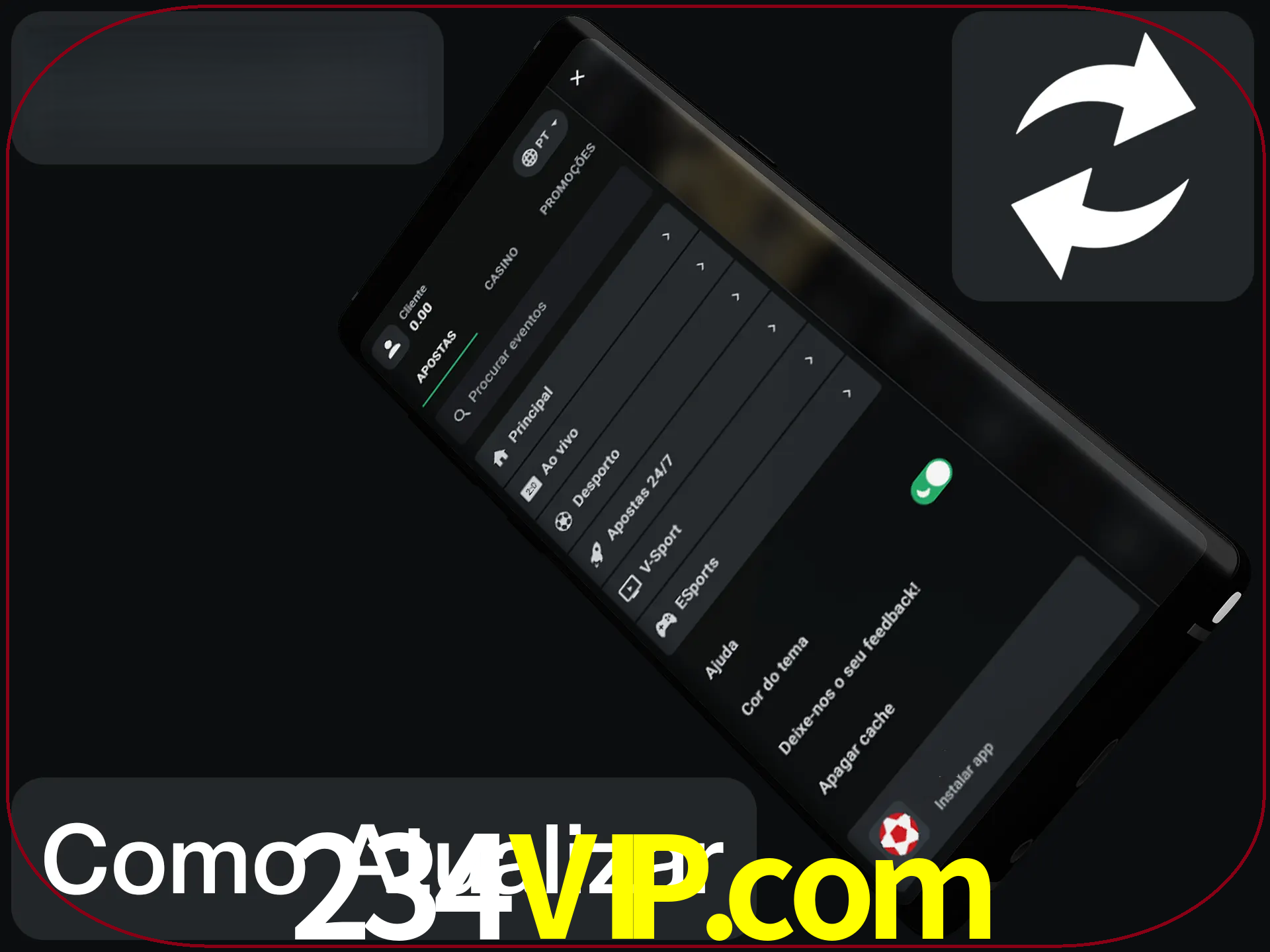 O aplicativo é atualizado automaticamente quando você faz o login.